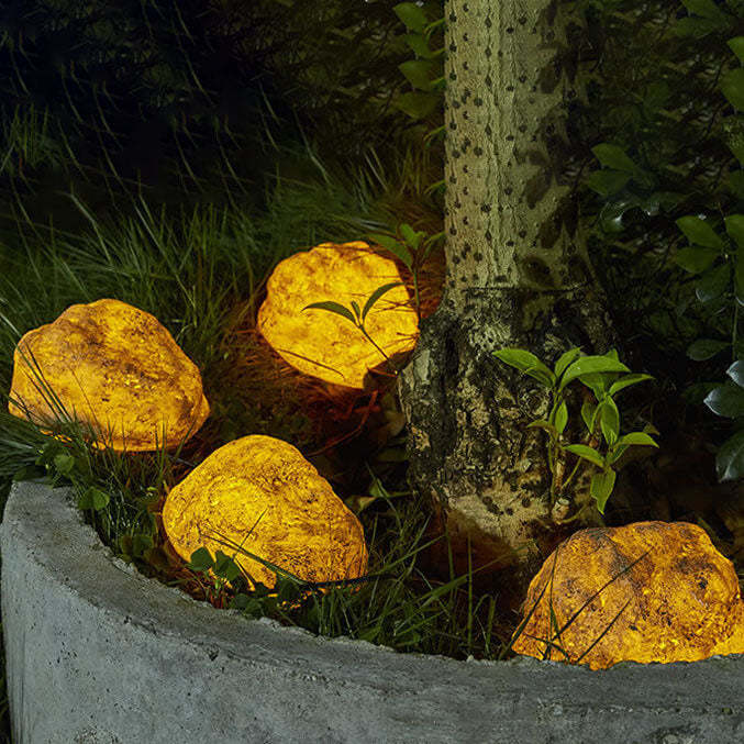 Lighom modern 4-light faux resin stone landscape lighting