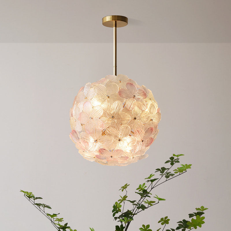 Art Deco Cinquefoil Spherical Glass Chandelier