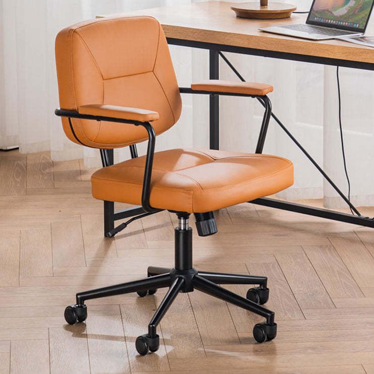 Scandinavian Microfiber Leather Steel Desk Chair — Microfiber Leather / Orange