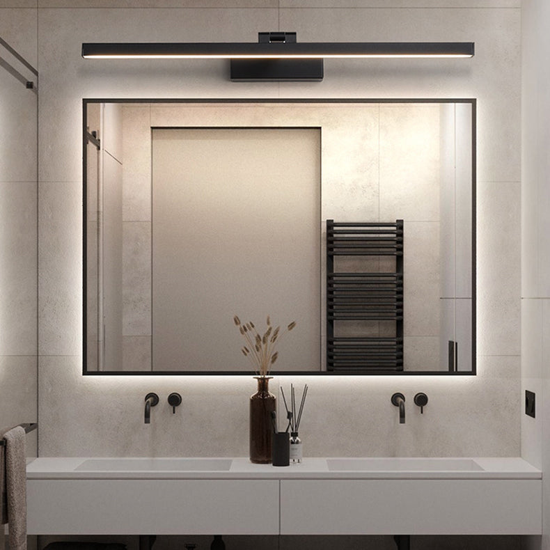 Black minimalist vanity long wall sconces — 15.75" W x 1.97" H x 6.89" D / Warm White (3000K) / Matte Black
