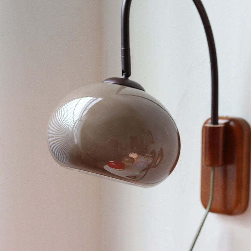 European Minimal Glass Solid Wood Sconce