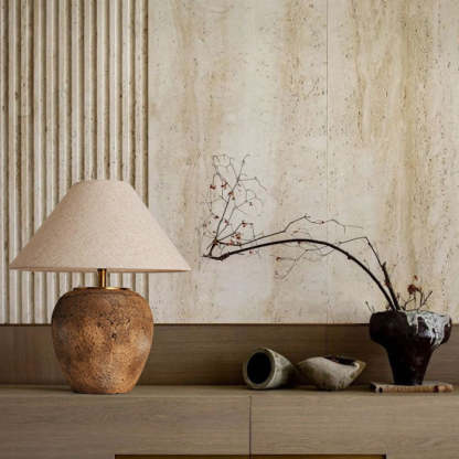 Shabby Chic Cone Fabric Ceramic Jar Table Lamp