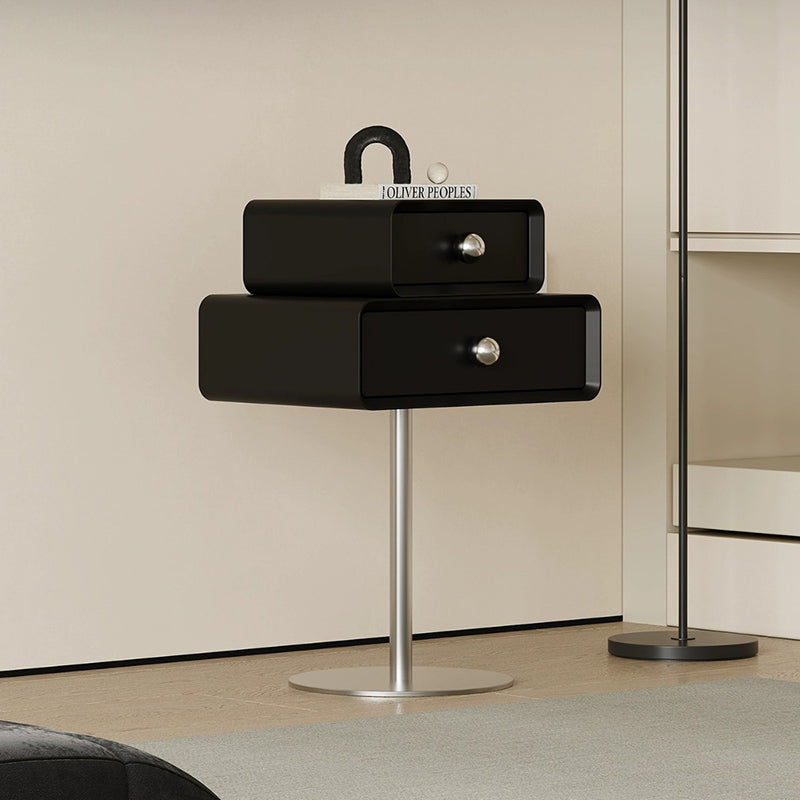 Modern Eclectic Steel Pine 2-Tier End Table