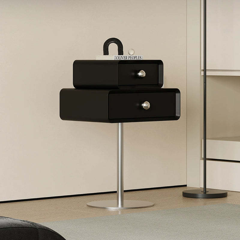 Modern Eclectic Steel Pine 2-Tier End Table