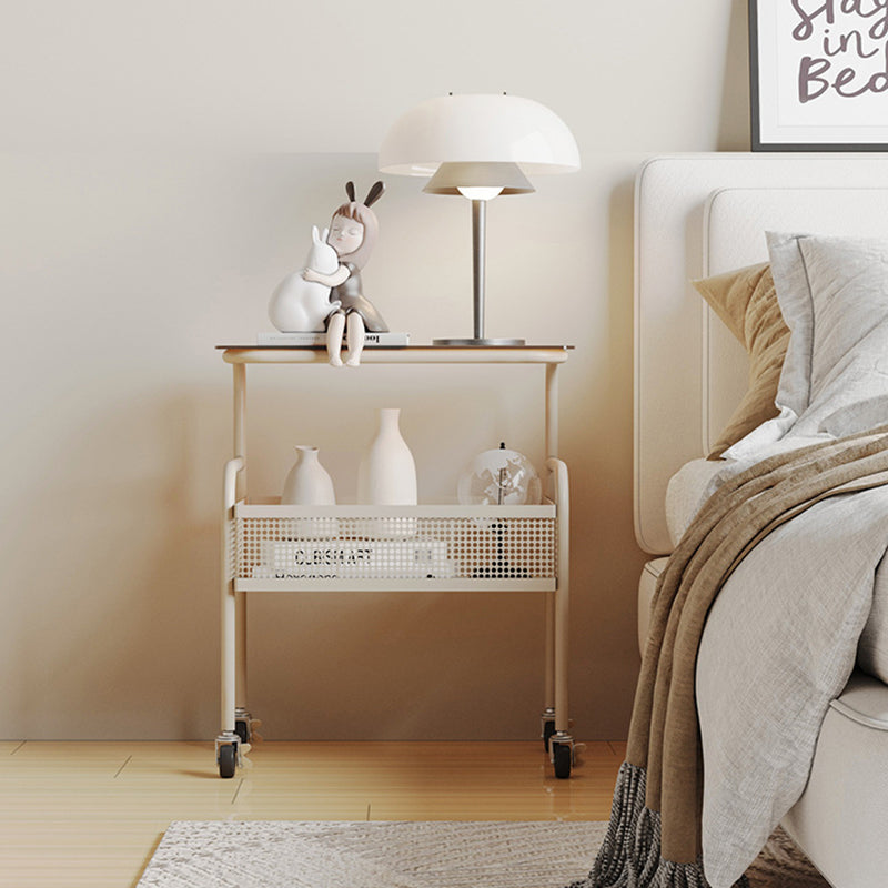 Scandinavian Iron Tempered Glass End Table