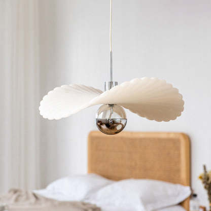 Modern Art Deco Cream Pleated Lotus Leaf Pendant
