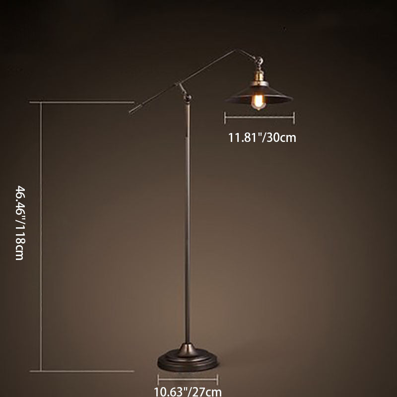 Industrial Cylindrical Long Arm Iron Floor Lamp