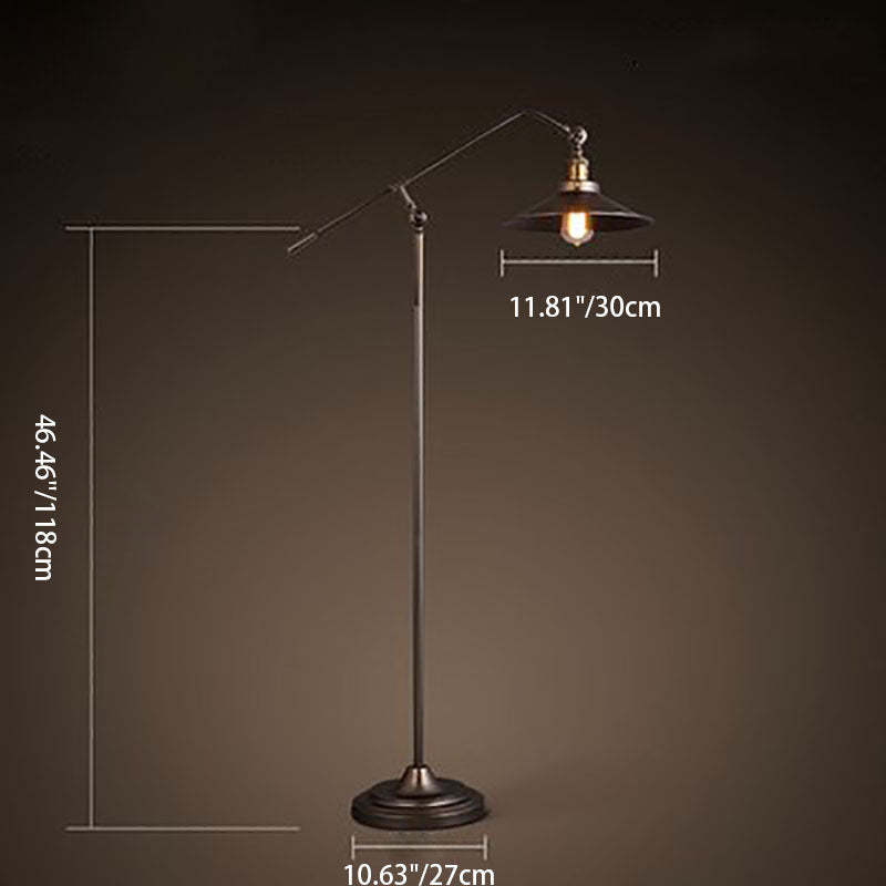 Industrial Cylindrical Long Arm Iron Floor Lamp