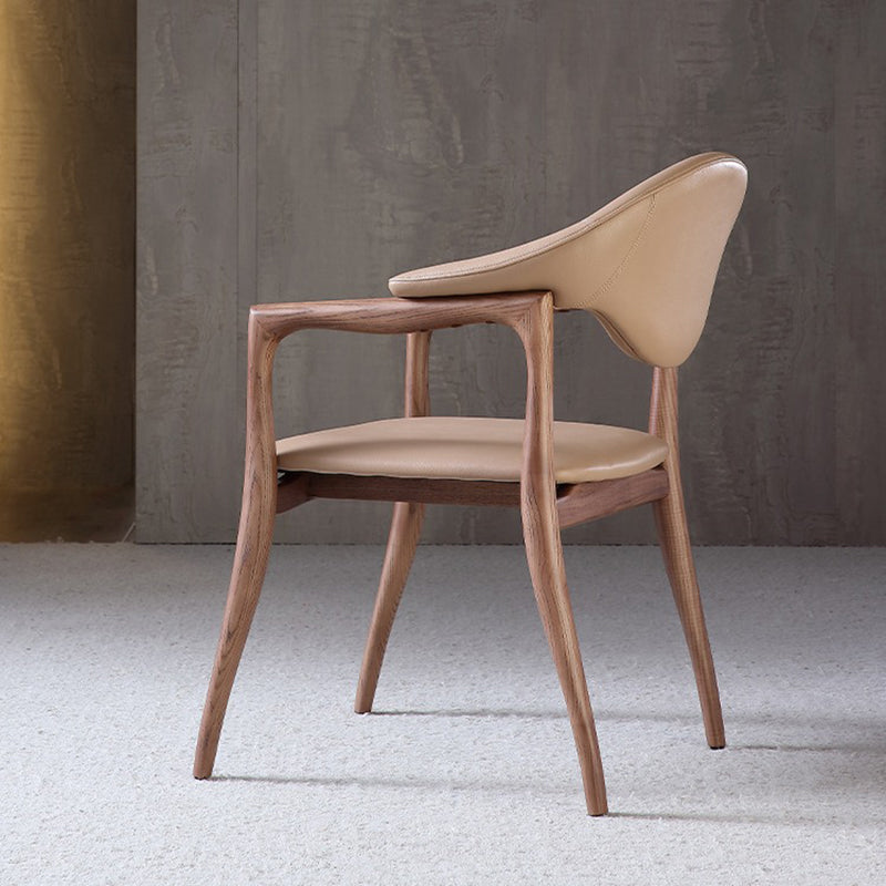 Wood leather wood accent chairs for living room, Lighom