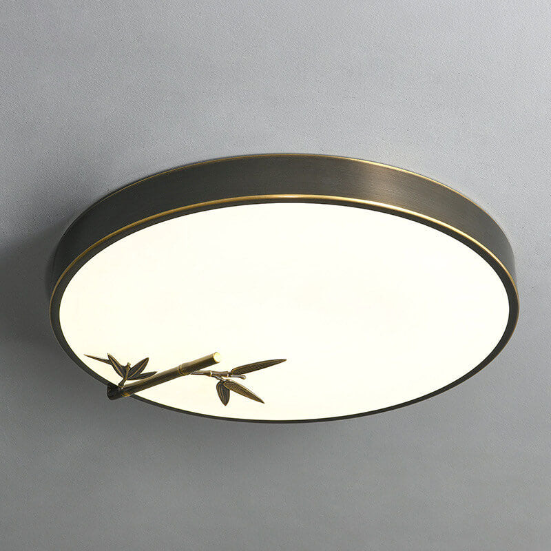 Modern Round Bamboo Pattern LED Flush Mount Light