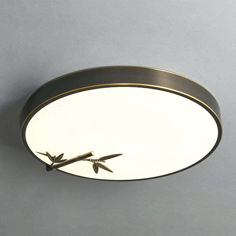 Modern Round Bamboo Pattern LED Flush Mount Light