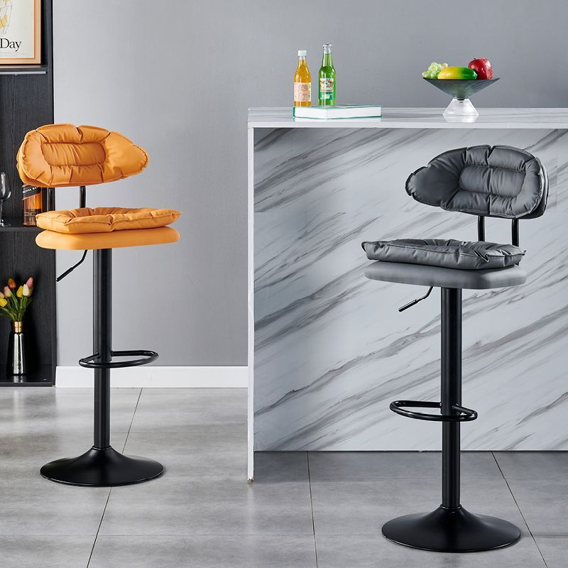 Modern Fabric Iron Semicircular Counter Stool — High / Beige / Black