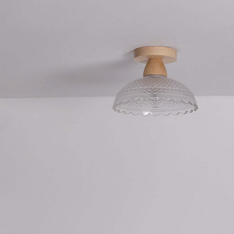 Japanese Minimalist Log Glass Ceiling Light