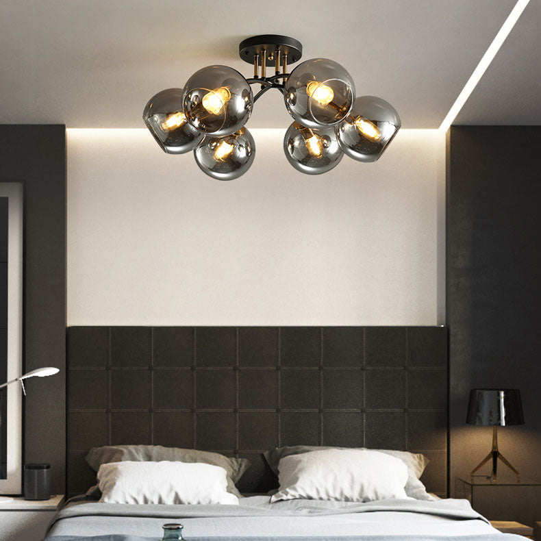Modern Glass Magic Bean Round Semi-Flush Ceiling Light