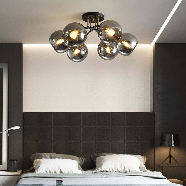 Modern Glass Magic Bean Round Semi-Flush Ceiling Light