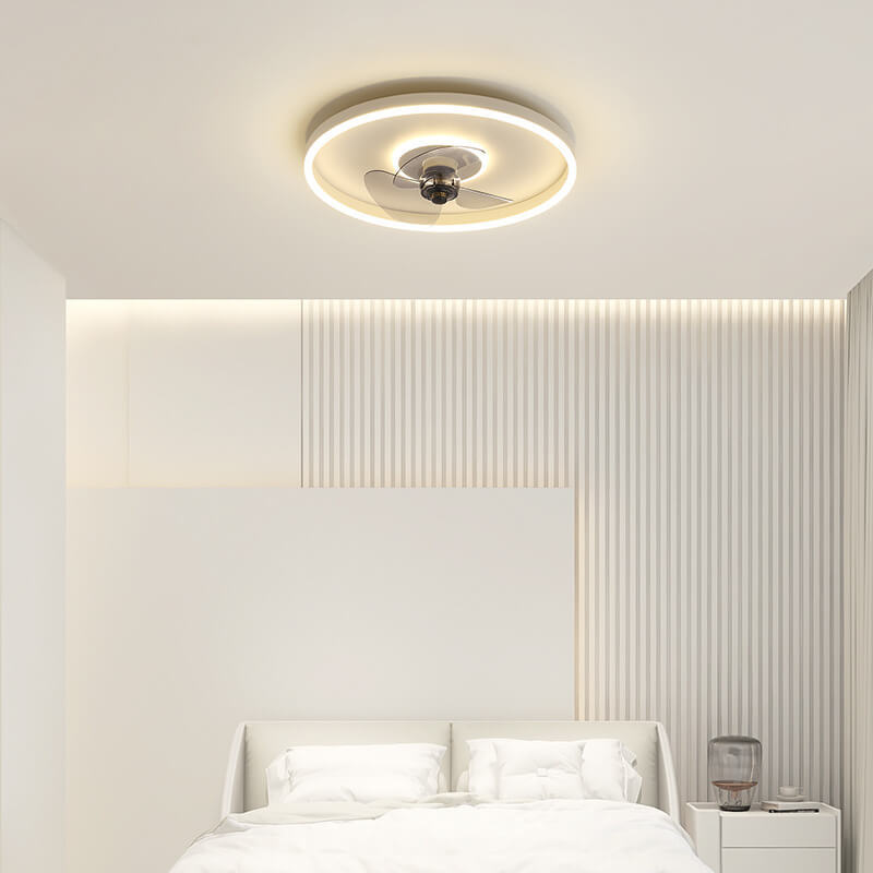 Nordic Minimalist Round LED Flush Mount Fan Light