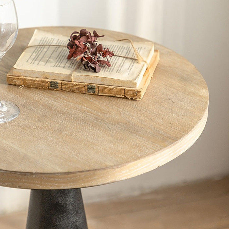 European Round Wood Iron Coffee Table