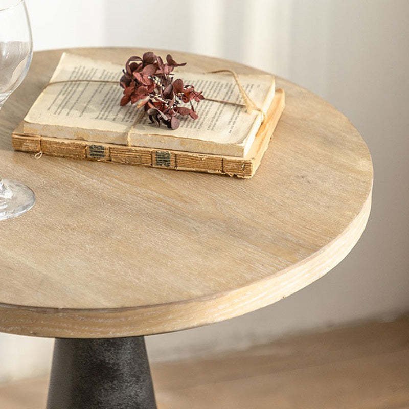 European Round Wood Iron Coffee Table