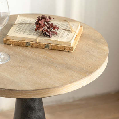 European Round Wood Iron Coffee Table