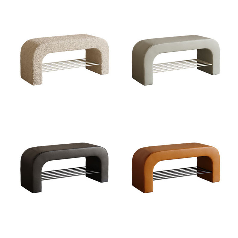 Minimalist Lambswool PU Leather Iron 1-Shelf Storage Bench