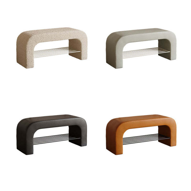 Minimalist Lambswool PU Leather Iron 1-Shelf Storage Bench
