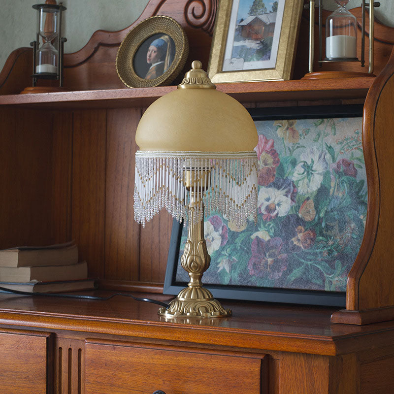 Vintage Bohemian Glass Dome Tassel Lamp