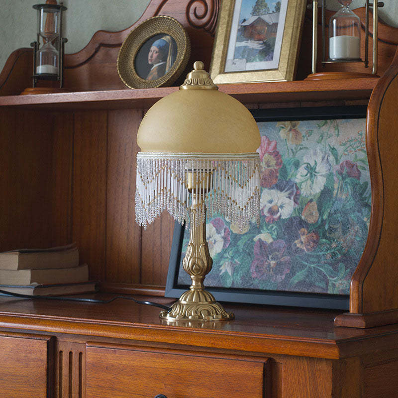 Vintage Bohemian Glass Dome Tassel Lamp