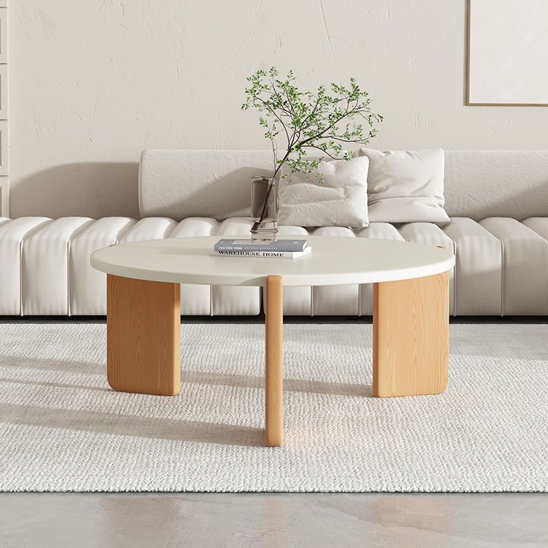 Contemporary Rock Beam Three-Leg Wood Coffee Table — Large - MDF