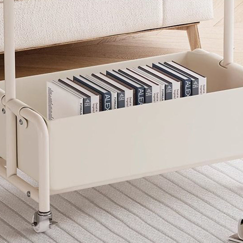 Minimalist Iron Leather Rectangular Movable End Table 2-Tier