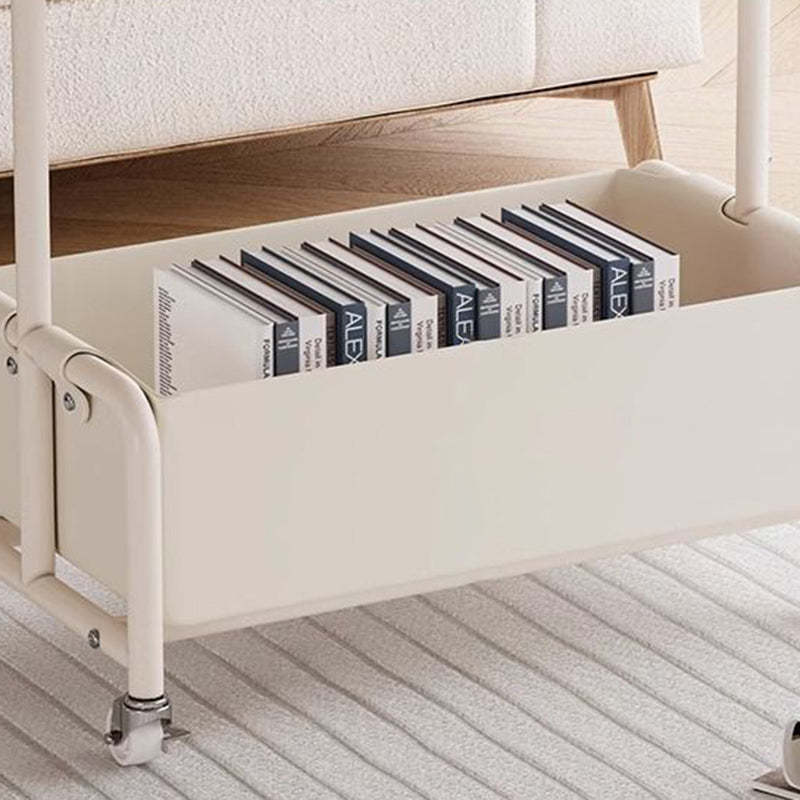 Minimalist Iron Leather Rectangular Movable End Table 2-Tier
