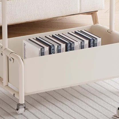 Minimalist Iron Leather Rectangular Movable End Table 2-Tier