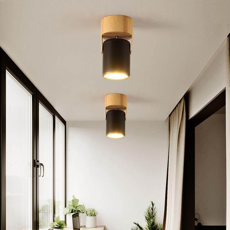 Minimalist Wooden Spotlight Track LED Flush Ceiling Light