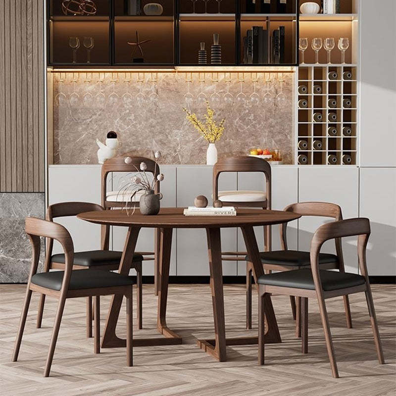 Minimalist Leather Wood Bar Stool