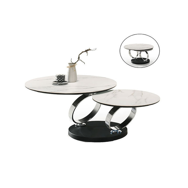 Nordic Round Slab Steel 2-Shelf Coffee Table