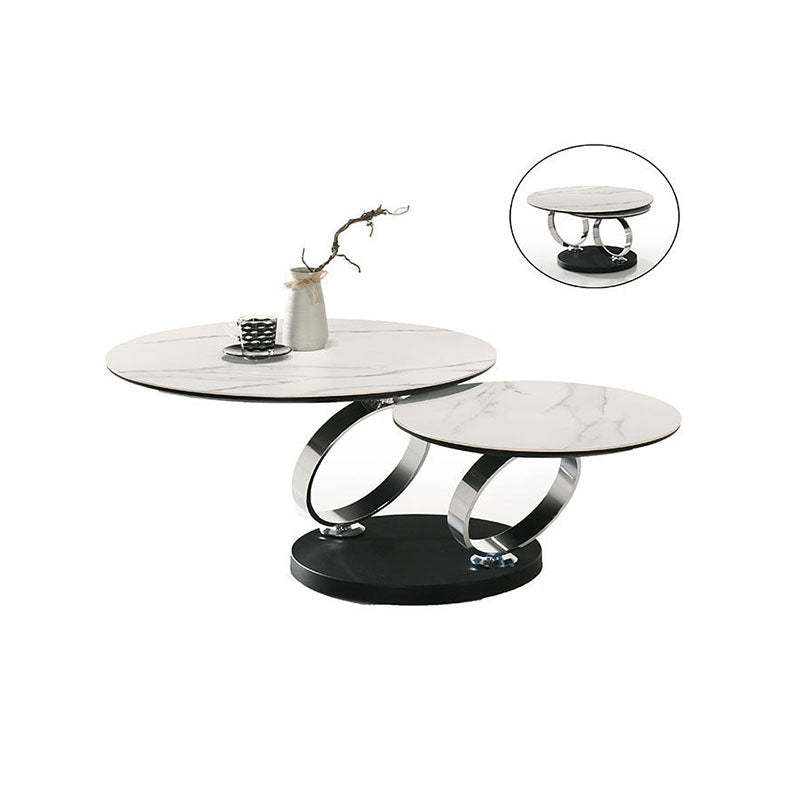 Nordic Round Slab Steel 2-Shelf Coffee Table