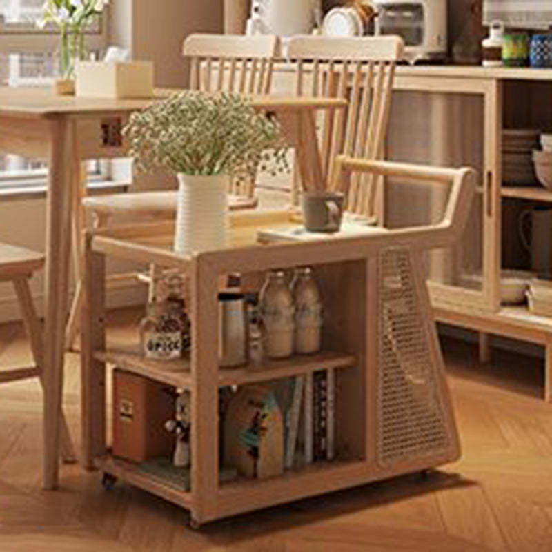Retro Solid Wood 3-Tier Movable End Table