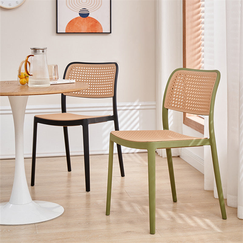 Rattan-Look Plastic Stackable Dining Armchair