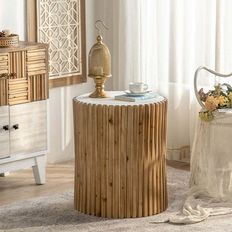 Vintage Cylindrical Wood Fibreboard End Table
