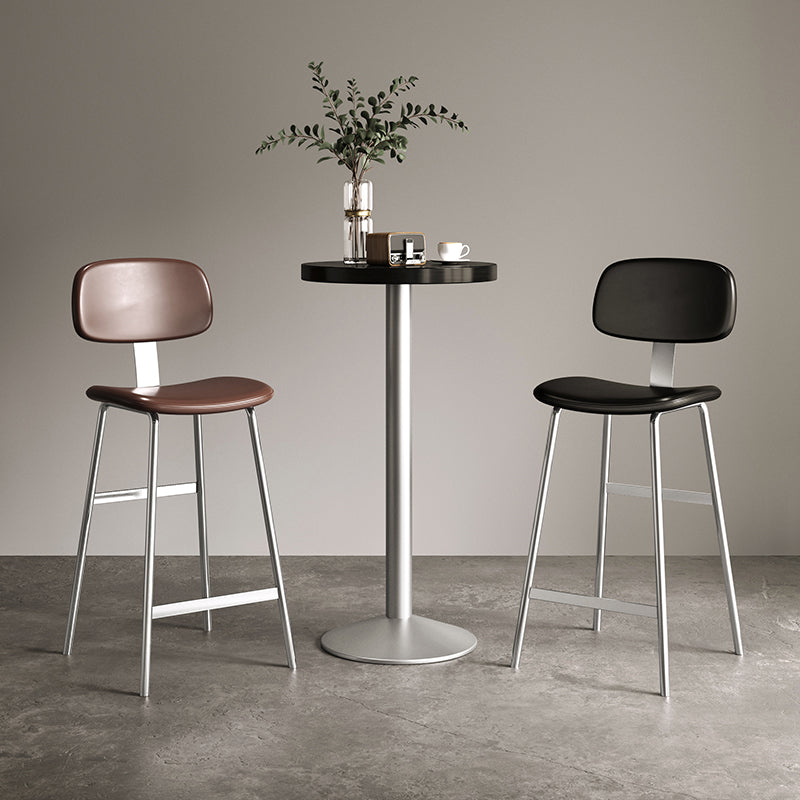 Industrial Curved PU Leather Iron Bar Stool