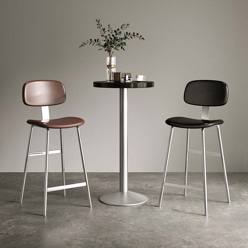 Industrial Curved PU Leather Iron Bar Stool