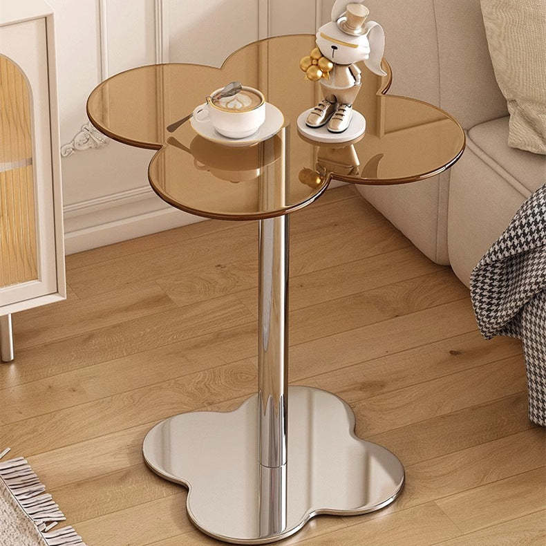 Minimalist Cylinder Petal Glass Coffee Table — Faux Plate