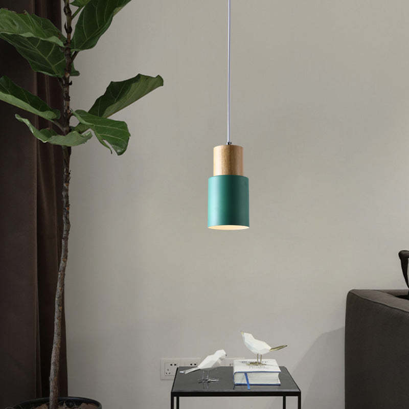 Nordic Cylinder Wood Pendant Light — Black / 110V-120V For US/CA