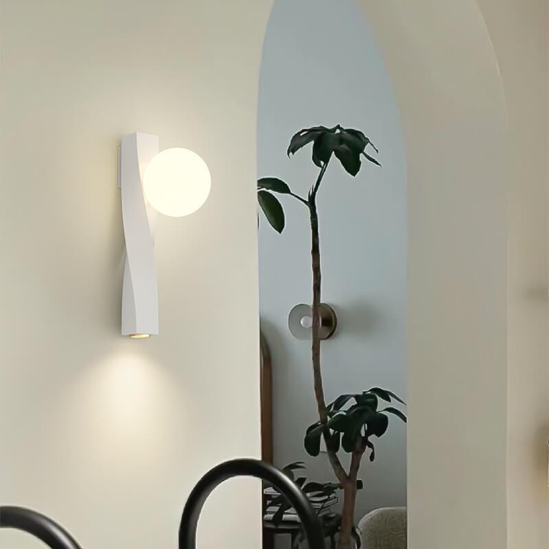Nordic Minimalist Cream Plastic Long Sphere Wall Sconce
