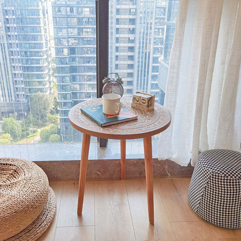 Contemporary Patterned Wood Iron Coffee Table