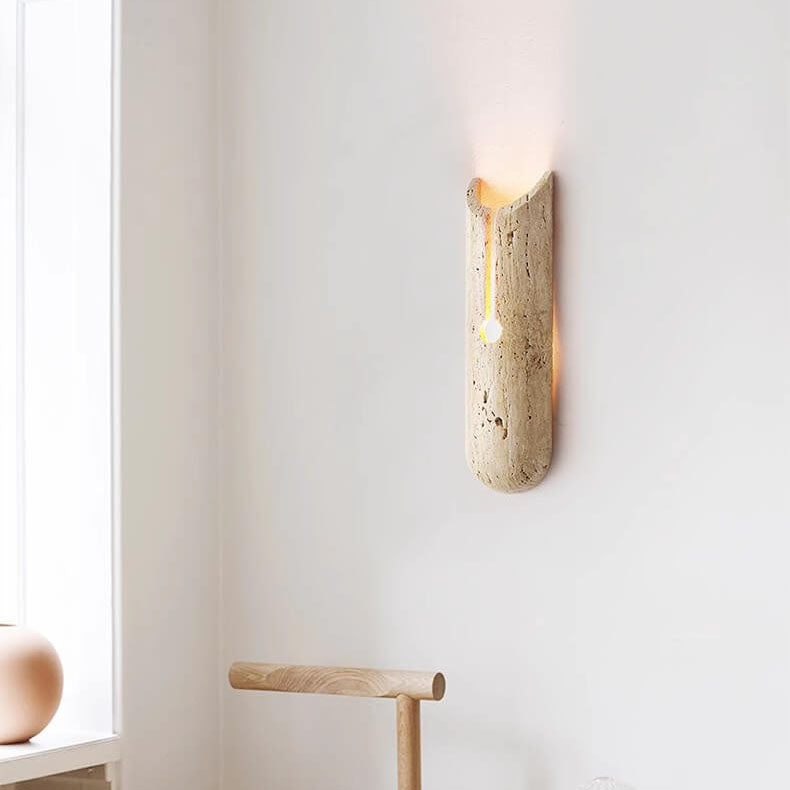 Traditional travertine oval yellow wall sconces in stone — 220V-240V (UK/AU)
