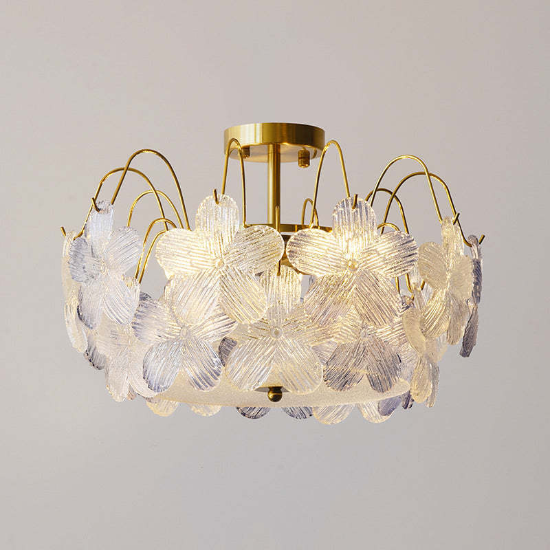 French Iron Round Flower 5/6-Light Ceiling Light