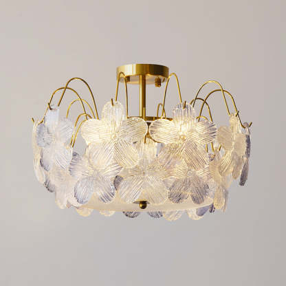French Iron Round Flower 5/6-Light Ceiling Light