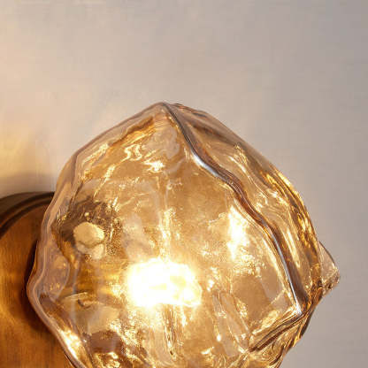 Japanese Oval Ice Cube Solid Wood Glass Sconce