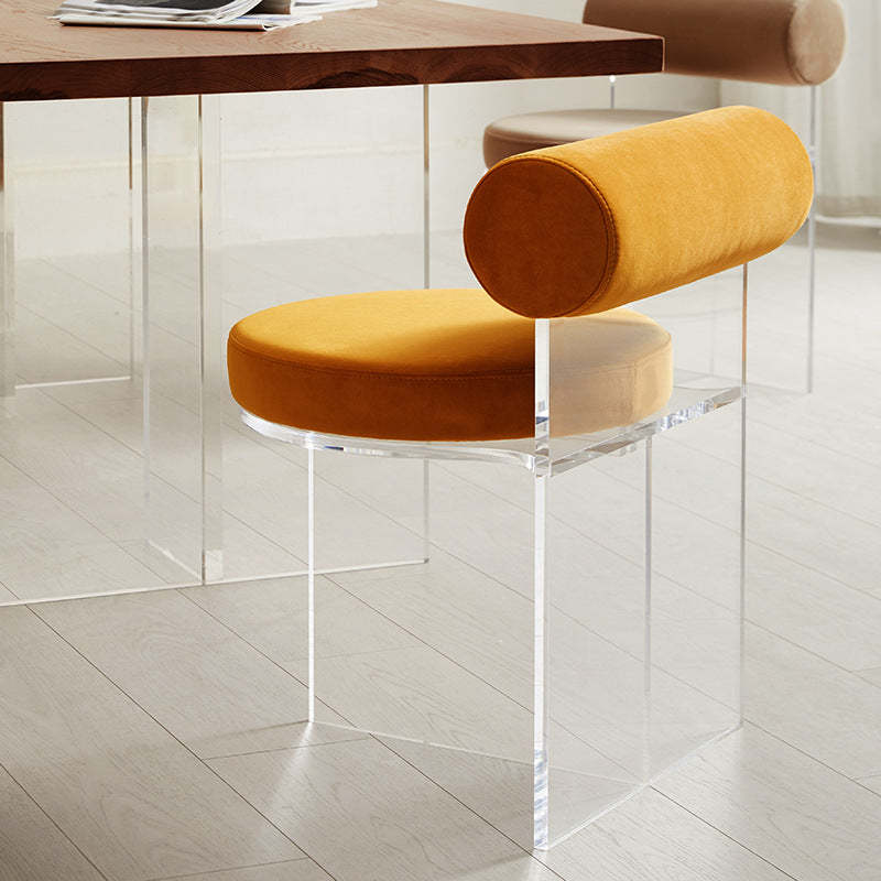 Nordic round dining chairs & benches in acrylic velvet glass