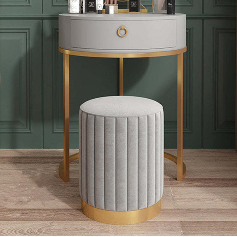 Minimalist Round Velvet Metal Vanity Stool